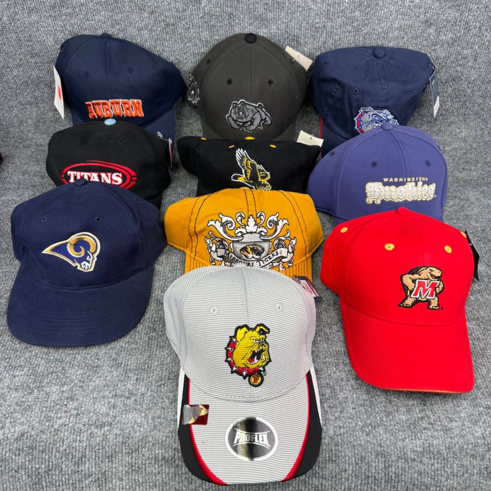 NCAA NFL Team Hat Lot 10pc Auburn Washington Missouri Maryland Titans NEW